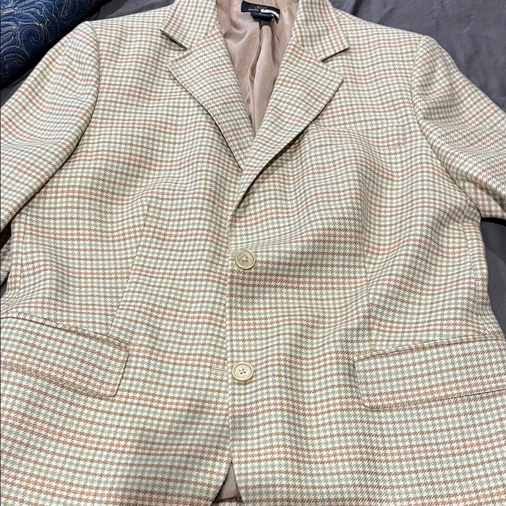 Classic Beige Checkered Brooks Brothers Women’s Blazer and skirt